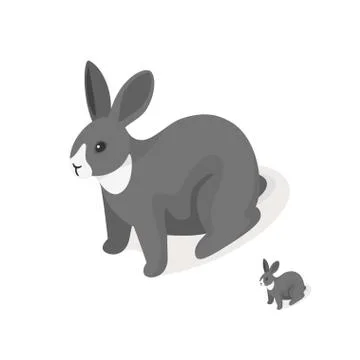 Isometric 3d vector illustration of grey rabbit. Stock Illustration