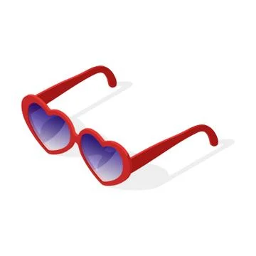 Isometric 3d vector illustration of heart shaped glasses. Stock Illustration
