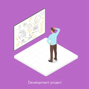 Isometric 3d vector illustration of project development. Stock Illustration