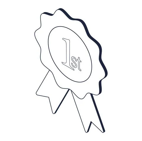 Isometric 3d vector illustration. Rosette winner award medal. Win prize best  イラスト素材