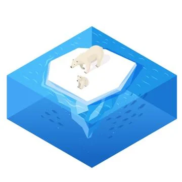 Isometric 3d vector illustration of white bear. Stock Illustration