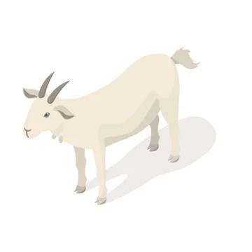 Isometric 3d vector illustration of white goat. Stock Illustration