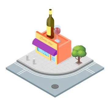 Isometric 3d vector illustration of wine shop Stock Illustration