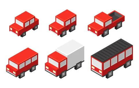 Isometric 3d vehicles set Stock Illustration