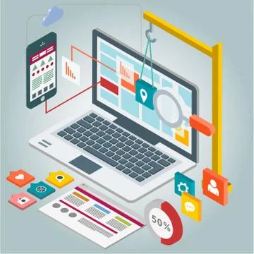 Isometric 3d web design Stock Illustration