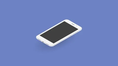 Isometric 3D white phone vector Stock Illustration