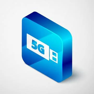 Isometric 5G modem for fast mobile Internet icon isolated on grey background Illustrazione stock