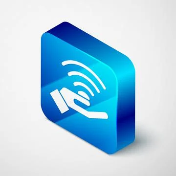 Isometric 5G new wireless internet wifi connection icon isolated on grey back Stock Illustration