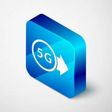 Isometric 5G new wireless internet wifi connection icon isolated on grey back Stock Illustration