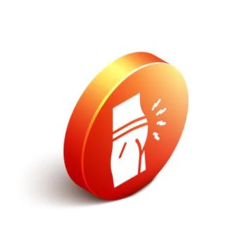 Isometric Abdominal bloating icon isolated on white background. Constipation or Stock Illustration