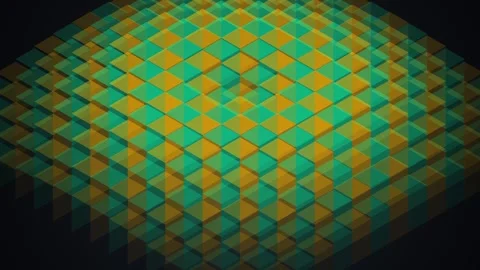 Isometric Abstract Background with Pulsing Yellow and Green Geometric Cubes Stock Footage 340348536