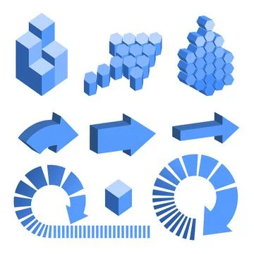 Isometric abstract geometry design elements. Stock Illustration