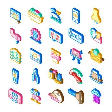 Isometric abstract icons representing diverse concept collection Stock Illustration