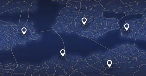 Isometric abstract map background. Colorful abstract lines, POI, transportation Stock Illustration
