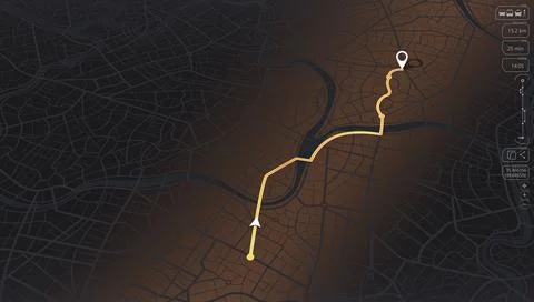 Isometric abstract map background, poi. City streets, route distance data Illustrazione stock