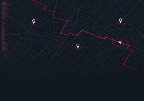 Isometric abstract map background, poi. City streets, route distance data Stock Illustration