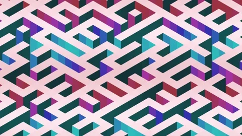 Isometric Abstract Maze with Rising 3D Pillars Loop 库存影片 344958274