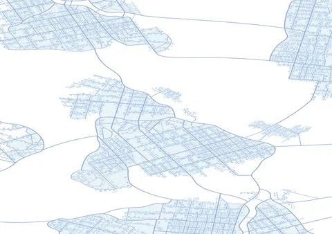 Isometric abstract navigation plan of urban area. Generic city map with signs of Stock Illustration