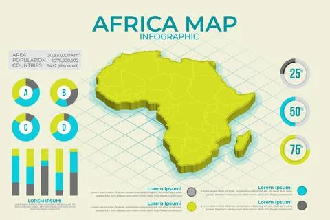 Isometric africa map infographic Stock Illustration