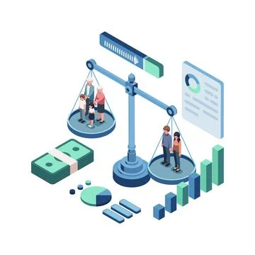 Isometric Age Dependency Ratio with Scale Balancing Generations Illustrazione stock