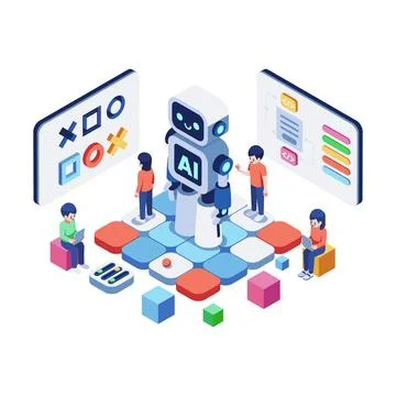 Isometric AI and Logical Thinking Education for Kids Stockillustratie
