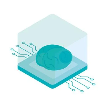 Isometric AI brain tech Illustrazione stock