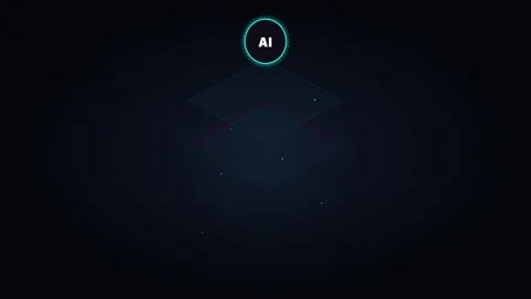 Isometric AI Data Stack with Vertical Energy Beam Stock Footage 341342665