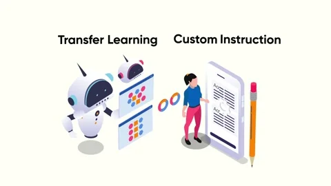 Isometric AI Transfer Learning and Custom Instruction Concept with Robots a.. Stock Footage 337940661