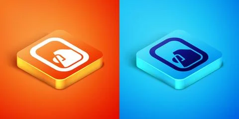 Isometric Airplane window icon isolated on orange and blue background. Airc.. Stock Illustration