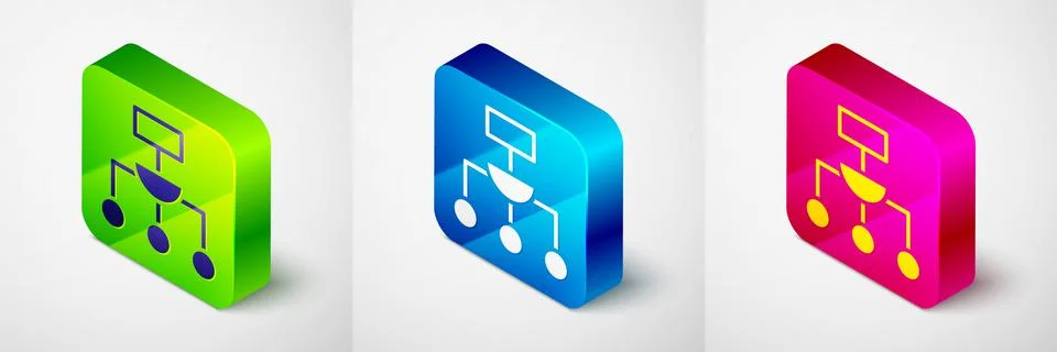 Isometric Algorithm icon isolated on grey background. Algorithm symbol design Stock Illustration