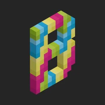 Isometric alphabet B Illustrazione stock