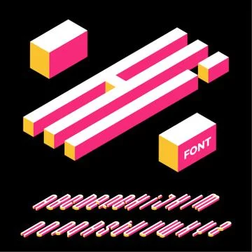 Isometric alphabet font. 3d effect letters, numbers and symbols with shadows. イラスト素材