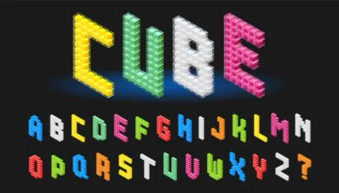 Isometric alphabet font cube design2 Illustrazione stock
