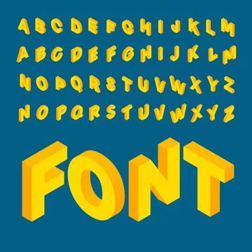Isometric alphabet font Stock Illustration