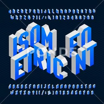 Isometric alphabet font. Type letters, numbers and symbols.: Royalty ...