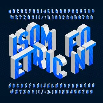 Isometric alphabet font. Type letters, numbers and symbols. Stock Illustration