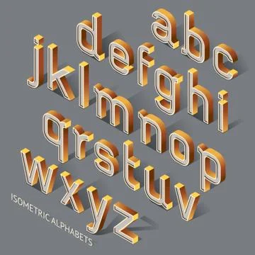 Isometric Alphabets. Vector Illustration. Illustrazione stock