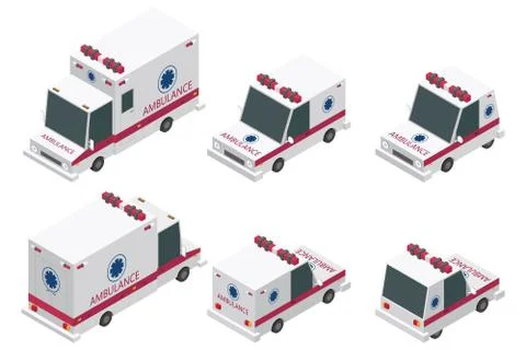 Isometric ambulance set vector illustration isolated on white background イラスト素材