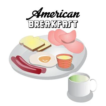 Isometric American Breakfast Vector Illustration Stock Illustration