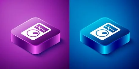 Isometric Ampere meter, multimeter, voltmeter icon isolated on blue and pur.. Stock Illustration