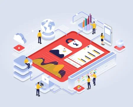 Isometric analyzing statistics Stock Illustration