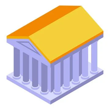 Isometric ancient building with columns representing bank or museum Ilustración de archivo