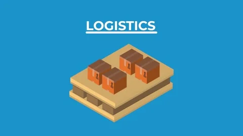Isometric animation of cardboard boxes being stacked on wooden pallet for w.. Stock Footage 339196134