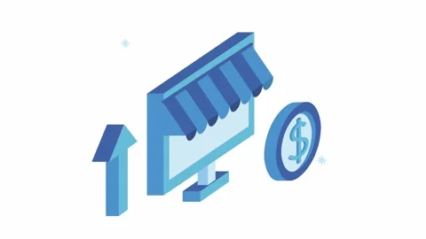 Isometric animation of online store growth with increasing financial revenu.. Stock Footage 339215430