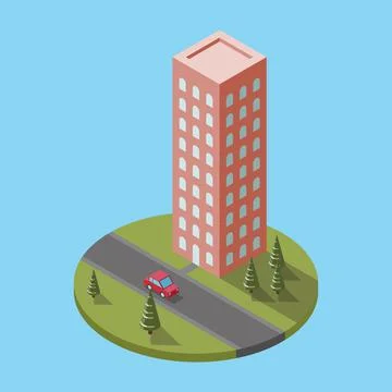 Isometric apartment building vector illustration Illustrazione stock