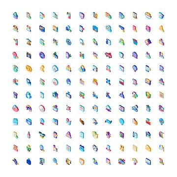 Isometric app web design digital interface icons set Stock Illustration