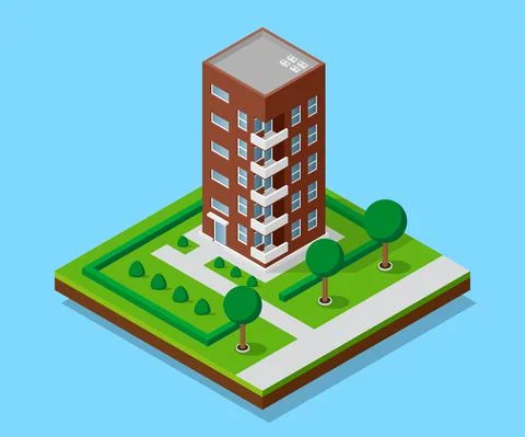 Isometric appartment house Stock Illustration