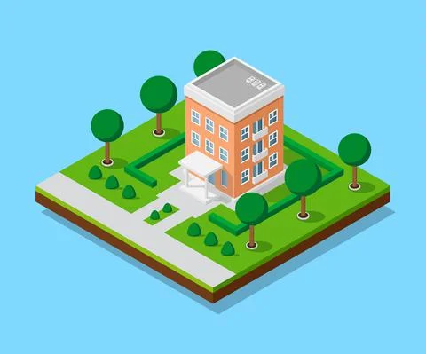Isometric appartment house Stock Illustration