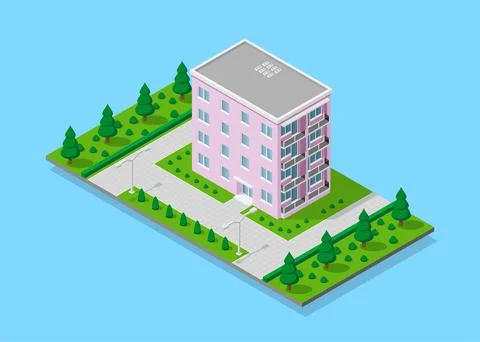 Isometric appartment house Stock Illustration