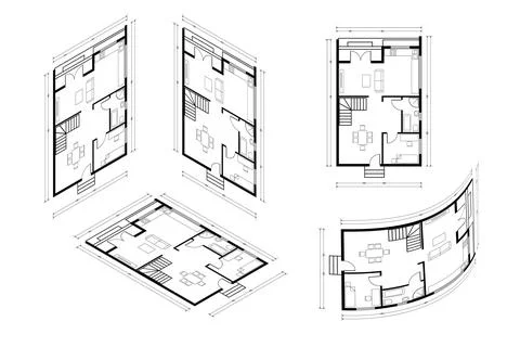 Isometric Architect Blueprint Vector Plan of Home. Blueprint House Plan Drawing Ilustración de archivo